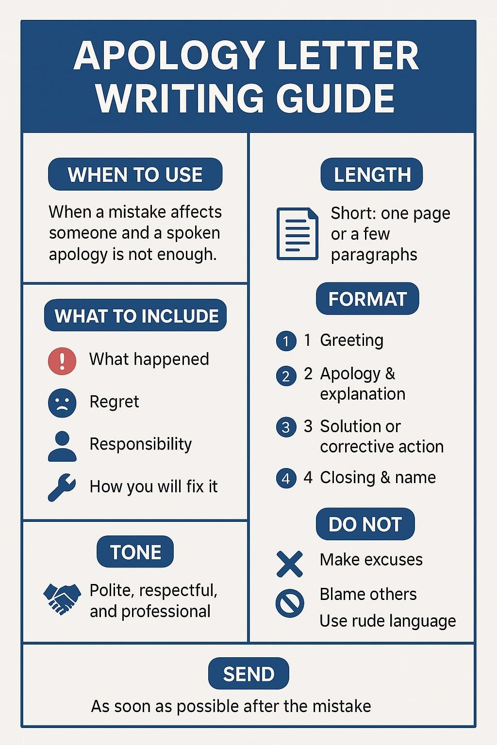 Apology letter – Key highlights