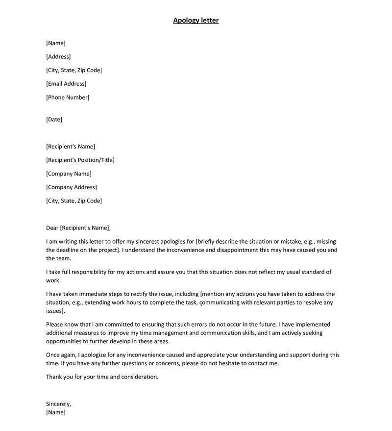 Apology Letter Sample