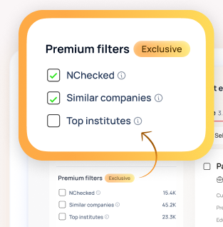PremiumX exclusive filters: NChecked, Similar companies, Top institutes