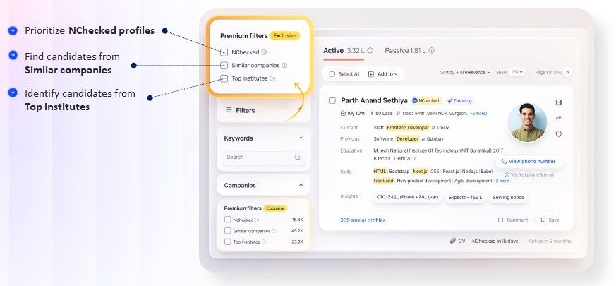 प्रीमियमएक्स एक्सक्लूसिव फिल्टर: एनचेक्ड, समान कंपनियां, शीर्ष संस्थान