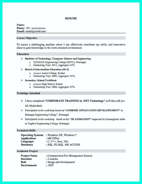 Fresher Resume in MS Word
