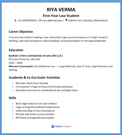 first year law resume