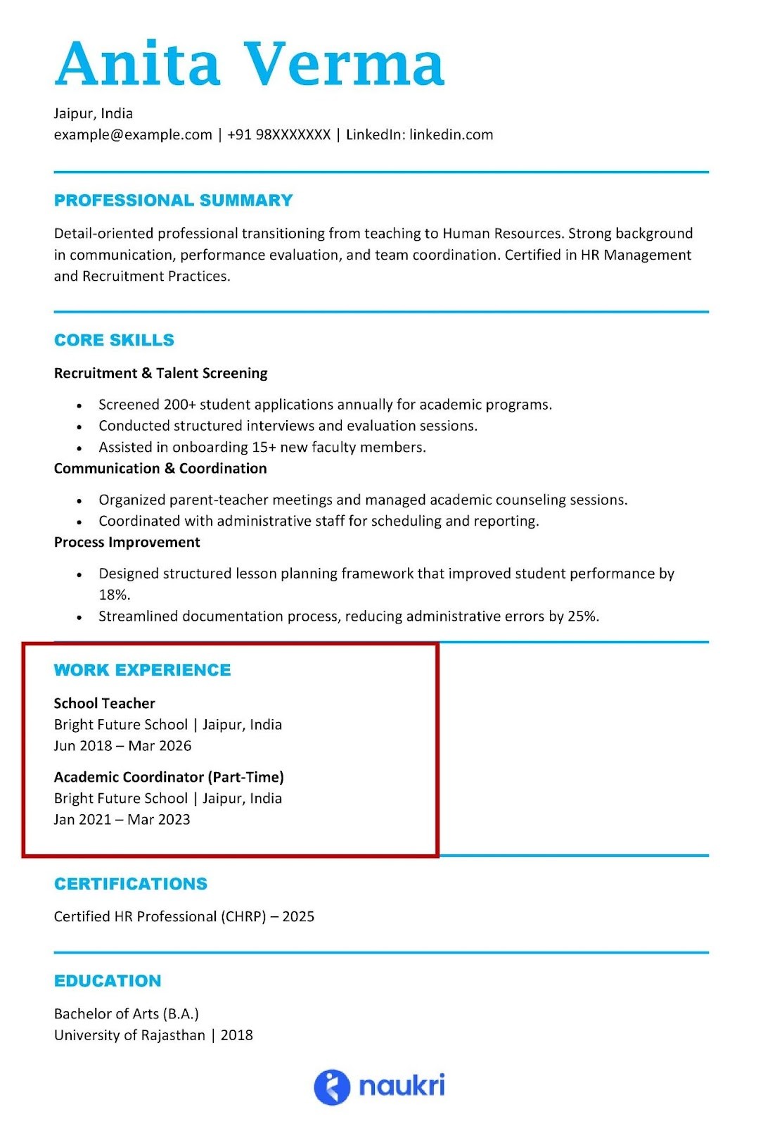 work experience on a functional resume